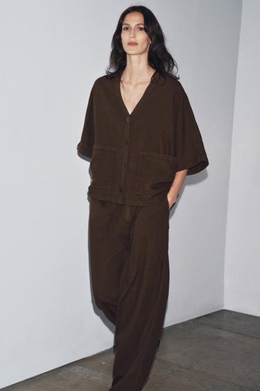 RELAXED SHIRT ZW COLLECTION - Brown by Zara