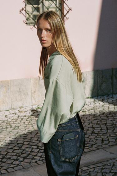 CHEMISE OVERSIZE MANCHES AMPLES - Kaki clair de Zara - Image 3