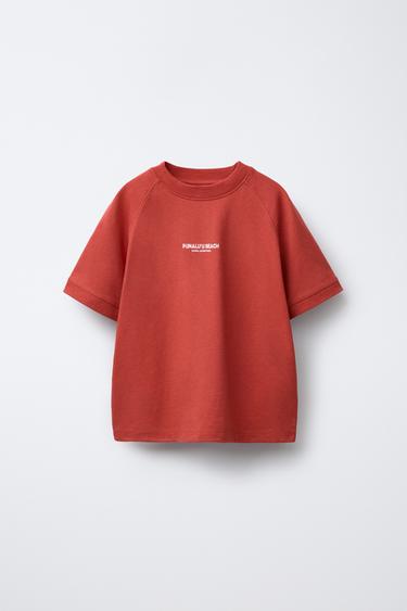 ENSEMBLE T-SHIRT ET BERMUDA AVEC INSCRIPTION - Rouge de Zara - Image 1