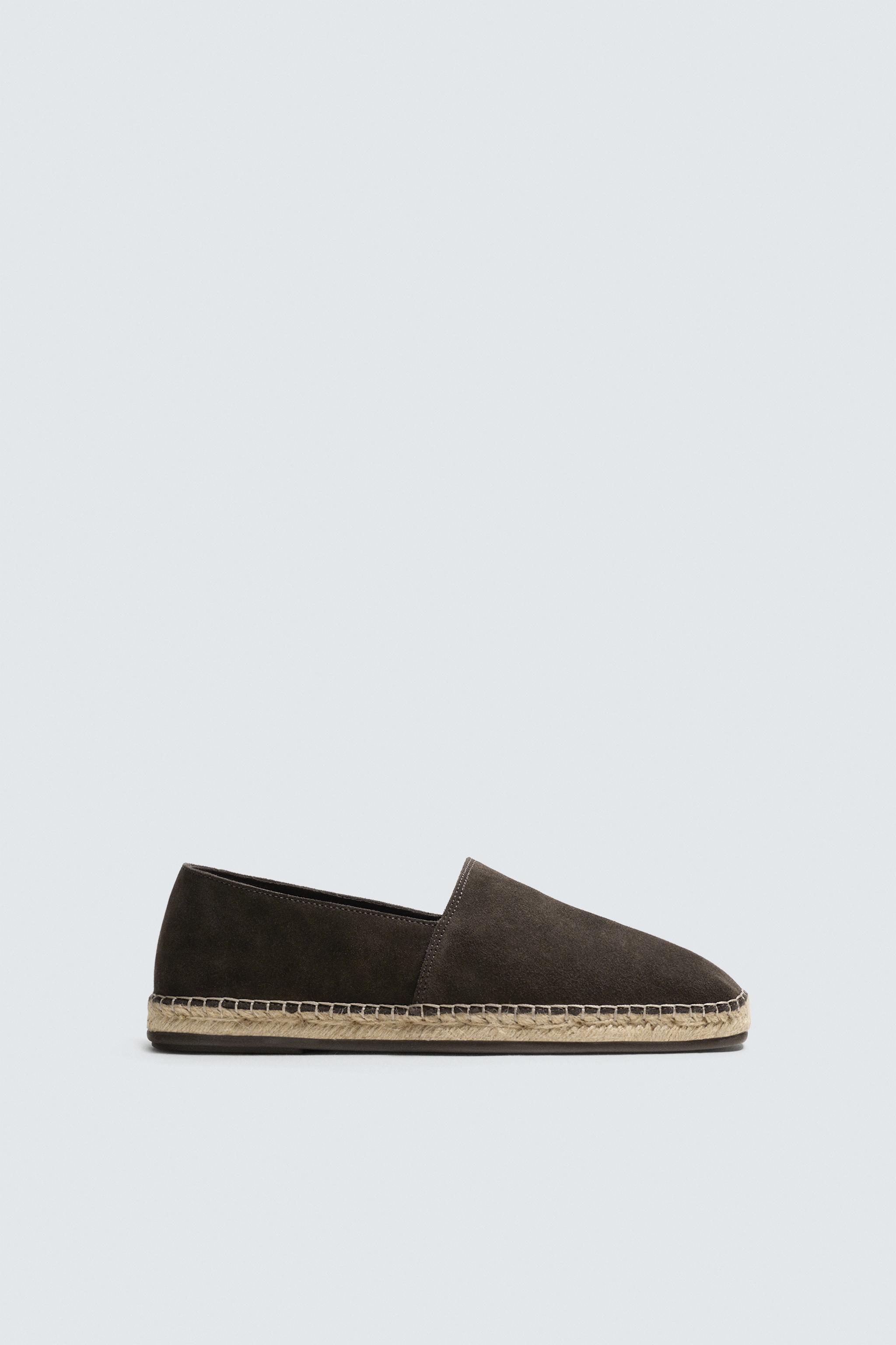 LEATHER ESPADRILLES — Chocolate Brown