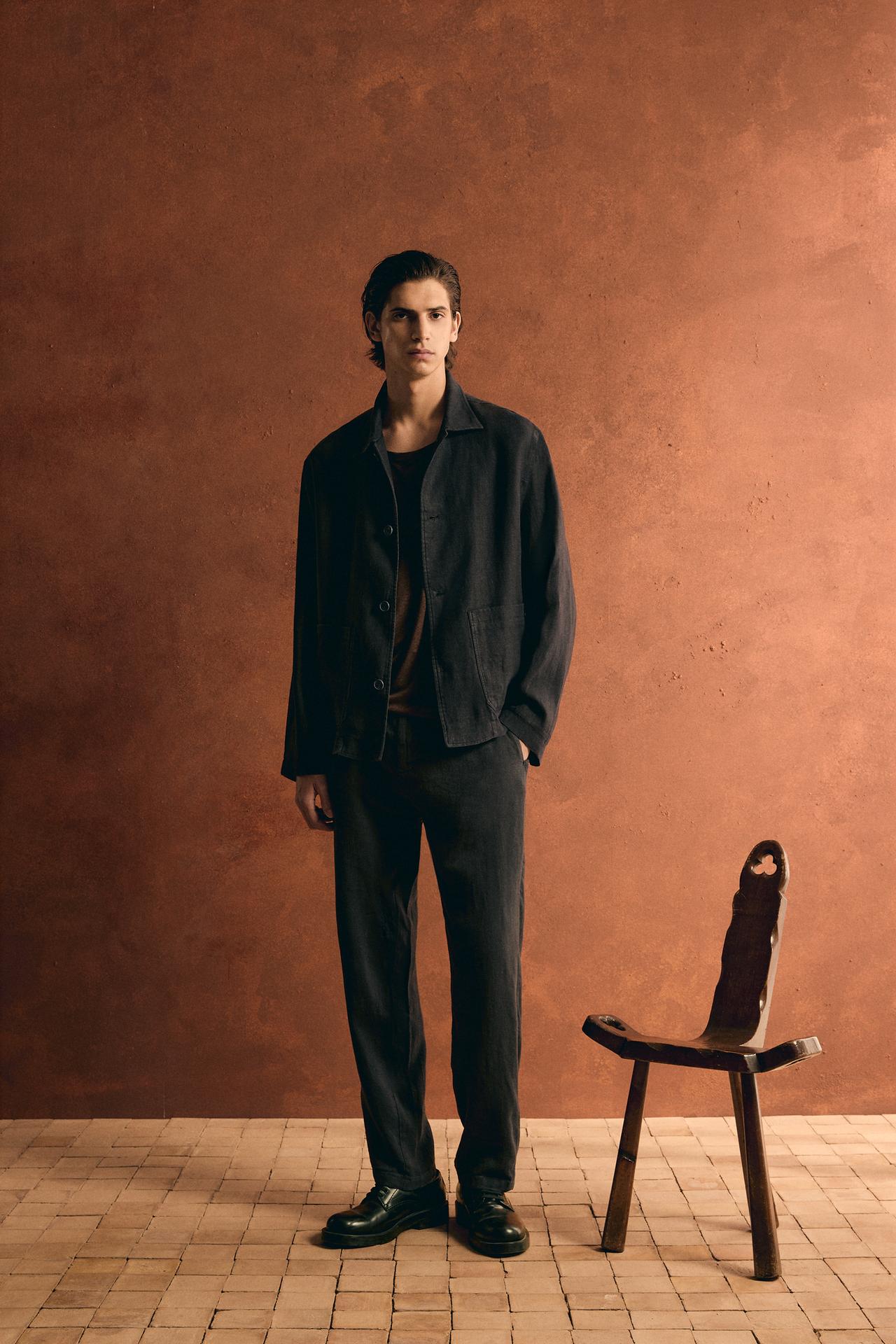 LINEN/COTTON TROUSERS - Navy blue by Zara