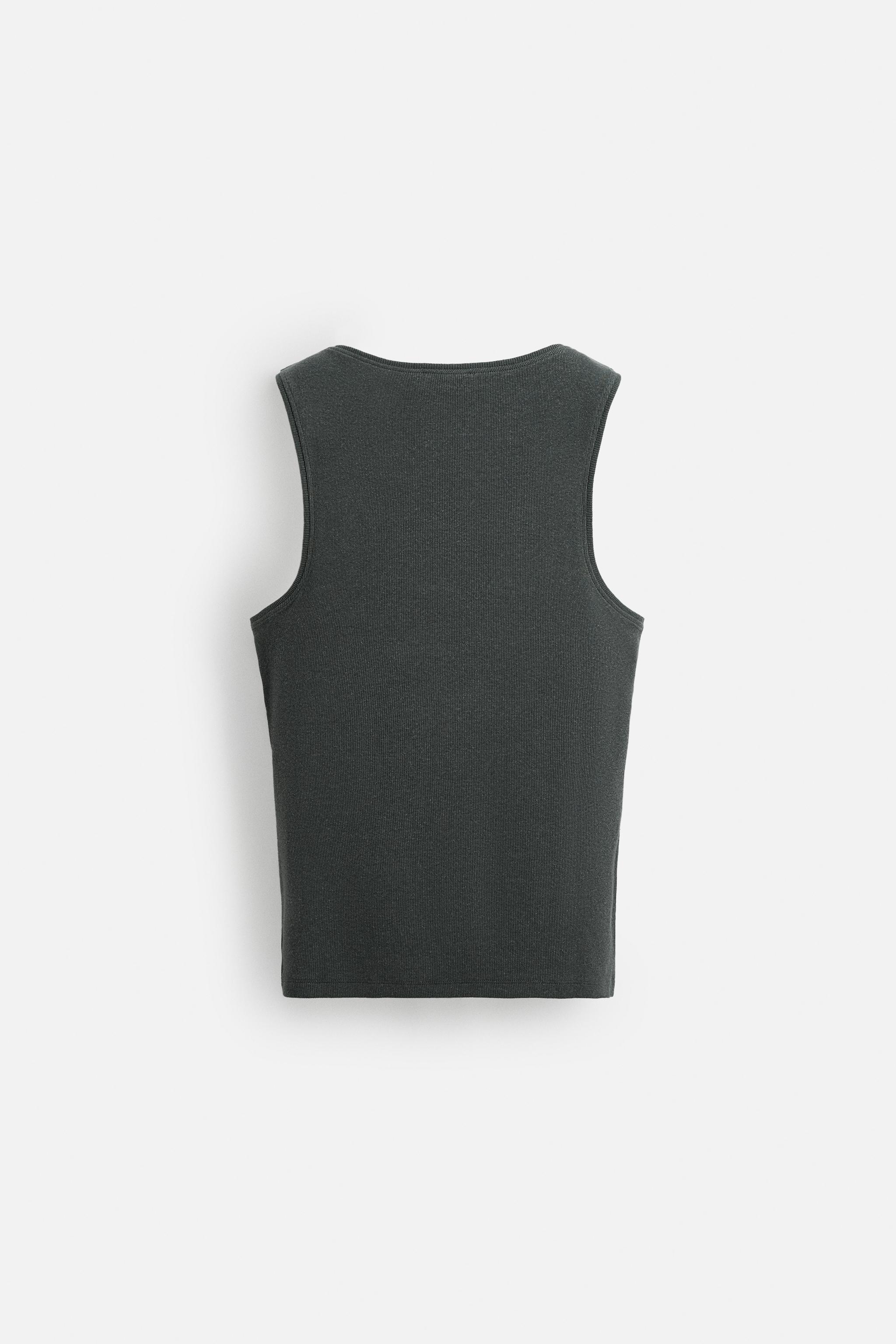 RIBBED COTTON-HEMP TANK TOP - Anthracite grey | ZARA United