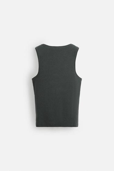 DÉBARDEUR CÔTELÉ COTON - CHANVRE - Gris anthracite de Zara - Image 7