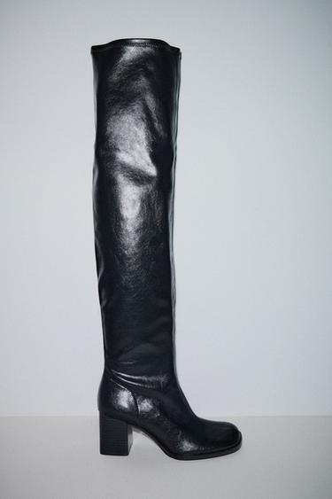 Zara HIGH SHAFT HEELED BOOTS - Black