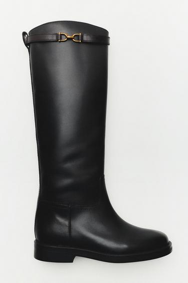Zara Leather riding boots - Black - Image 0