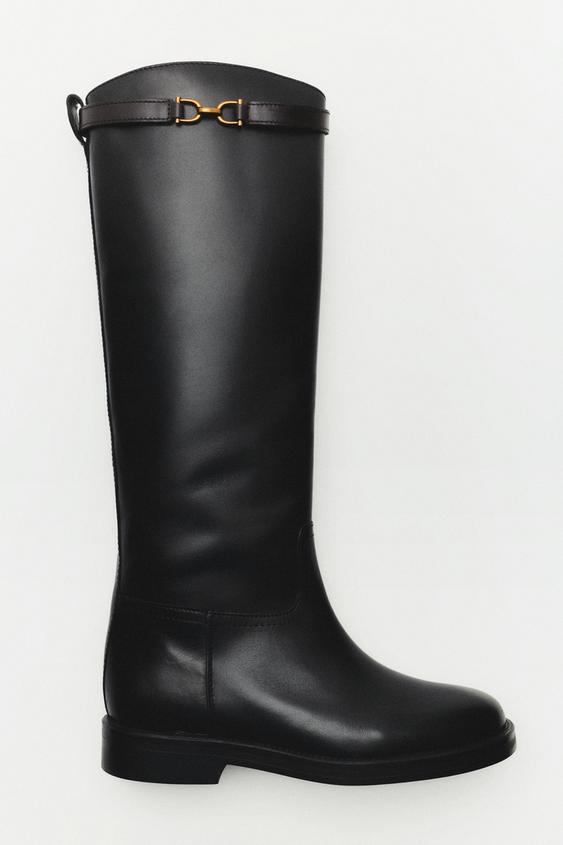 Zara Leather riding boots - Black - Image 0