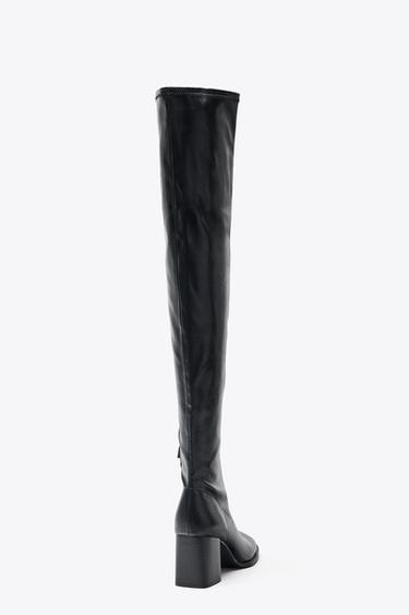 Zara HIGH SHAFT HEELED BOOTS - Black
