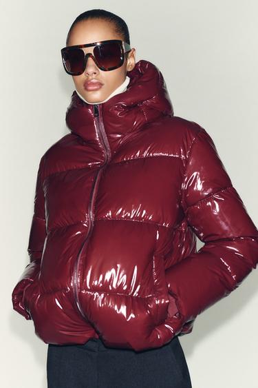WASSERABWEISENDER UND WINDDICHTER ANORAK MIT GLÄNZENDEM EFFEKT - Granatrot von Zara