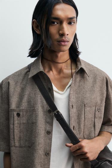 OVERSIZE FIT SHIRT WITH POCKETS - brown vigore by Zara - Image 5
