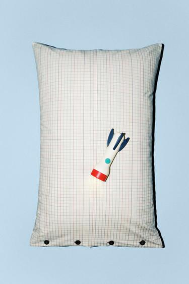 CHILDREN'S CHECK COTTON PILLOWCASE - Multicoloured by Zara