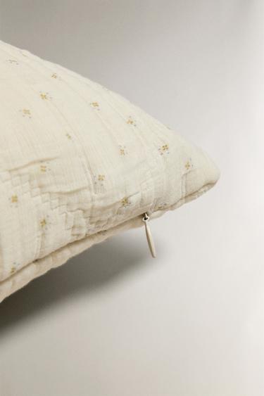 HOUSSE DE COUSSIN ENFANT GAZE FLORALE - Vert de Zara - Image 3