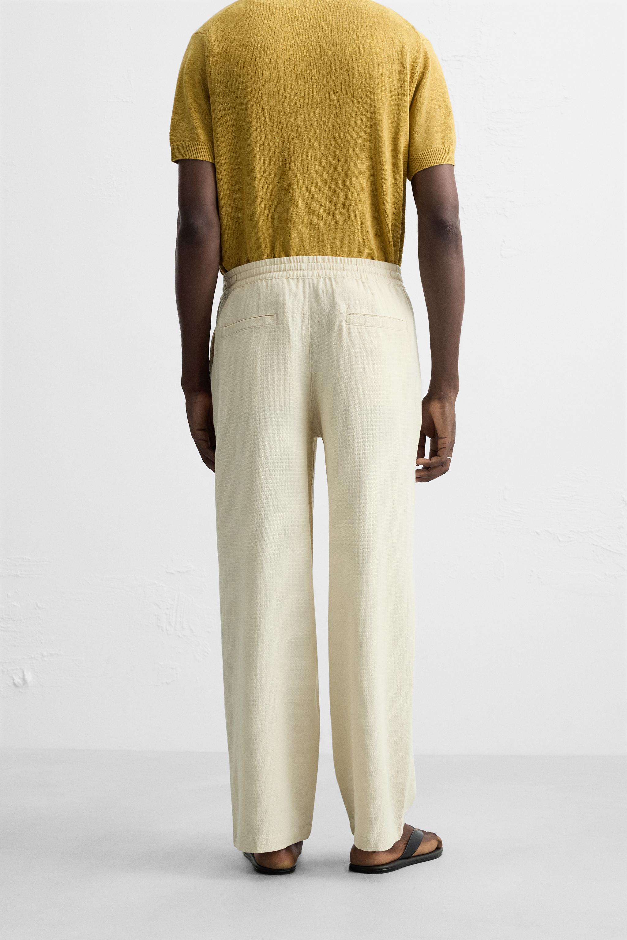 TEXTURED JACQUARD PANTS - Ecru | ZARA United States