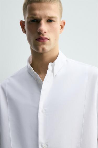 CHEMISE SLIM AVEC PLASTRON - Blanc de Zara - Image 4