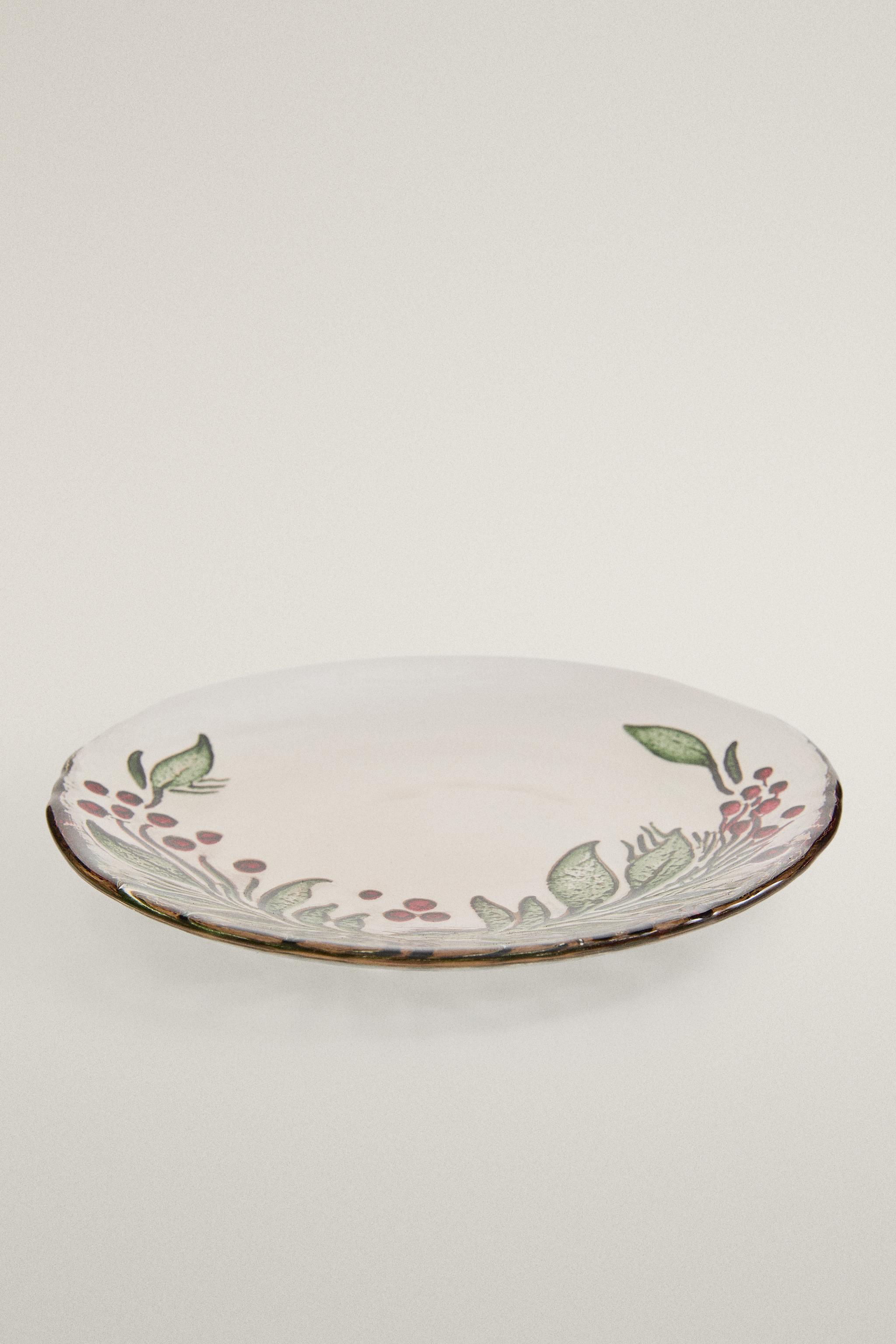 CHRISTMAS GARLAND GLASS SIDE PLATE