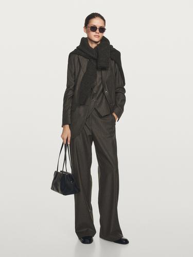 Zara 100% wool pinstripe blazer - Chocolate