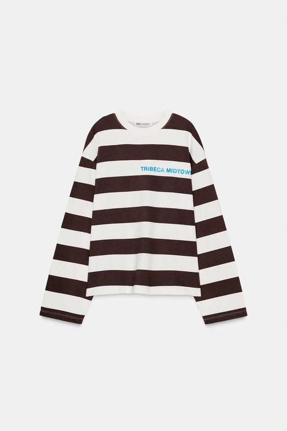 STRIPED TEXT T-SHIRT