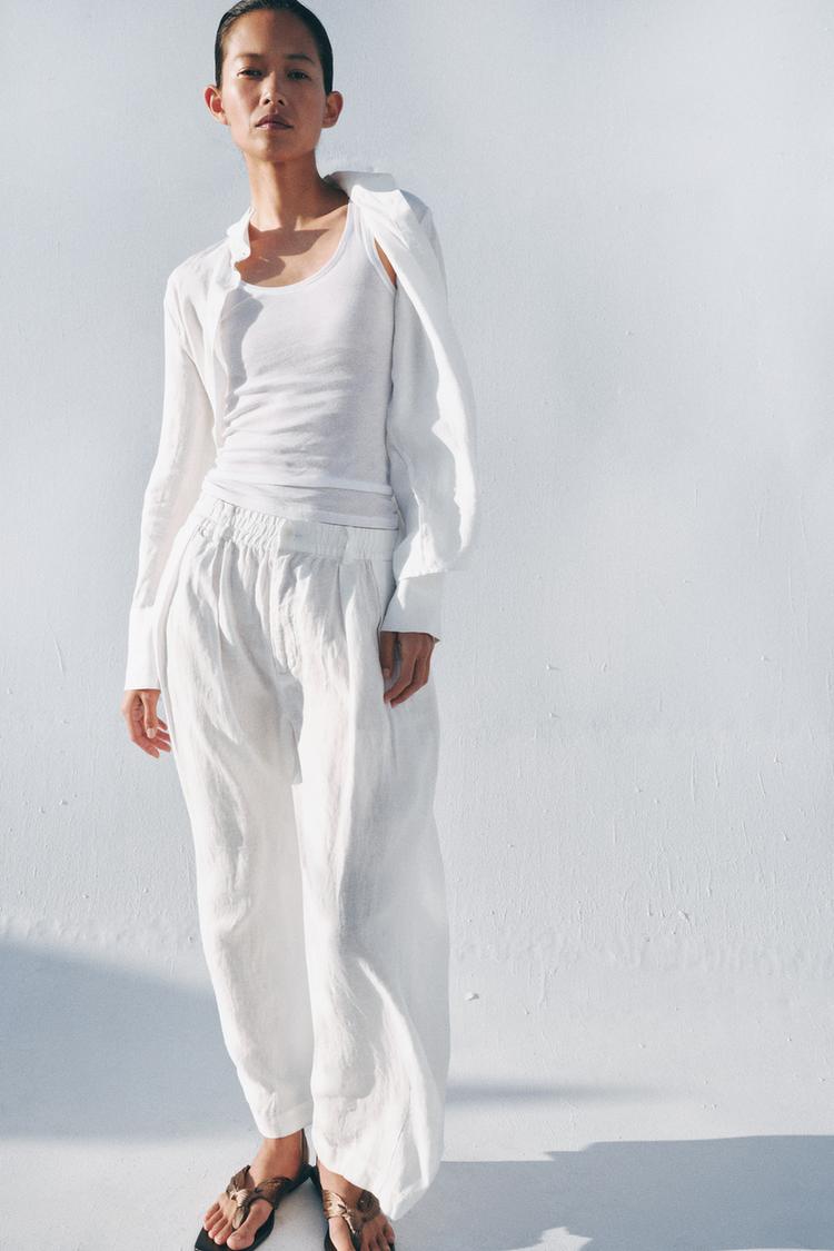 PANTALÓN DE LINO 100% CON PLIEGUES COLECCIÓN ZW