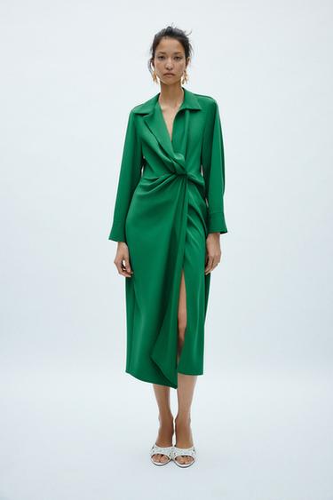 Zara Woman Green Dress ZARA MIDI DRESS WITH GOLDEN APPLIQU OLIVE GREEN SS24 SIZES XS-XL Zara Woman Green Dress ZARA MIDI DRESS WITH GOLDEN APPLIQU OLIVE GREEN SS24 SIZES XS-XL