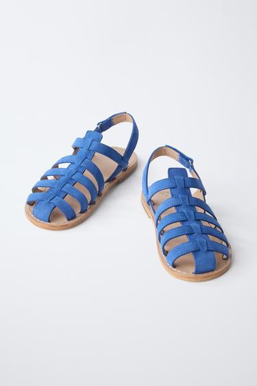 LEATHER CAGE SANDALS - Blue by Zara - Image 2