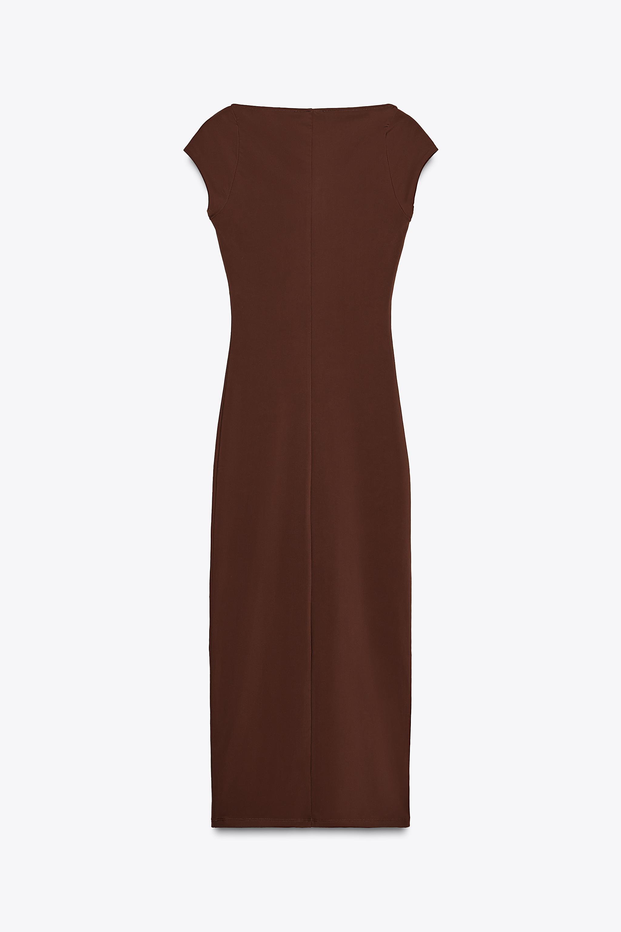 【ZARA】ポリアミド ミディワンピース 3641/152/717 ポリアミド ミディワンピース - チョコレート | ZARA Japan / 日本