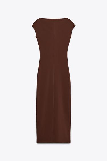 ROBE MIDI POLYAMIDE - Chocolat de Zara - Image 7