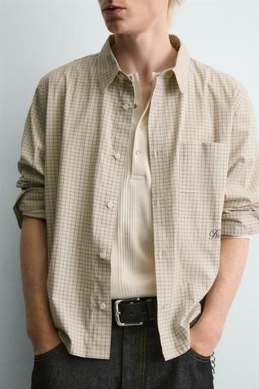 CUPID PRINT CHECK SHIRT - Ecru by Zara - Image 5