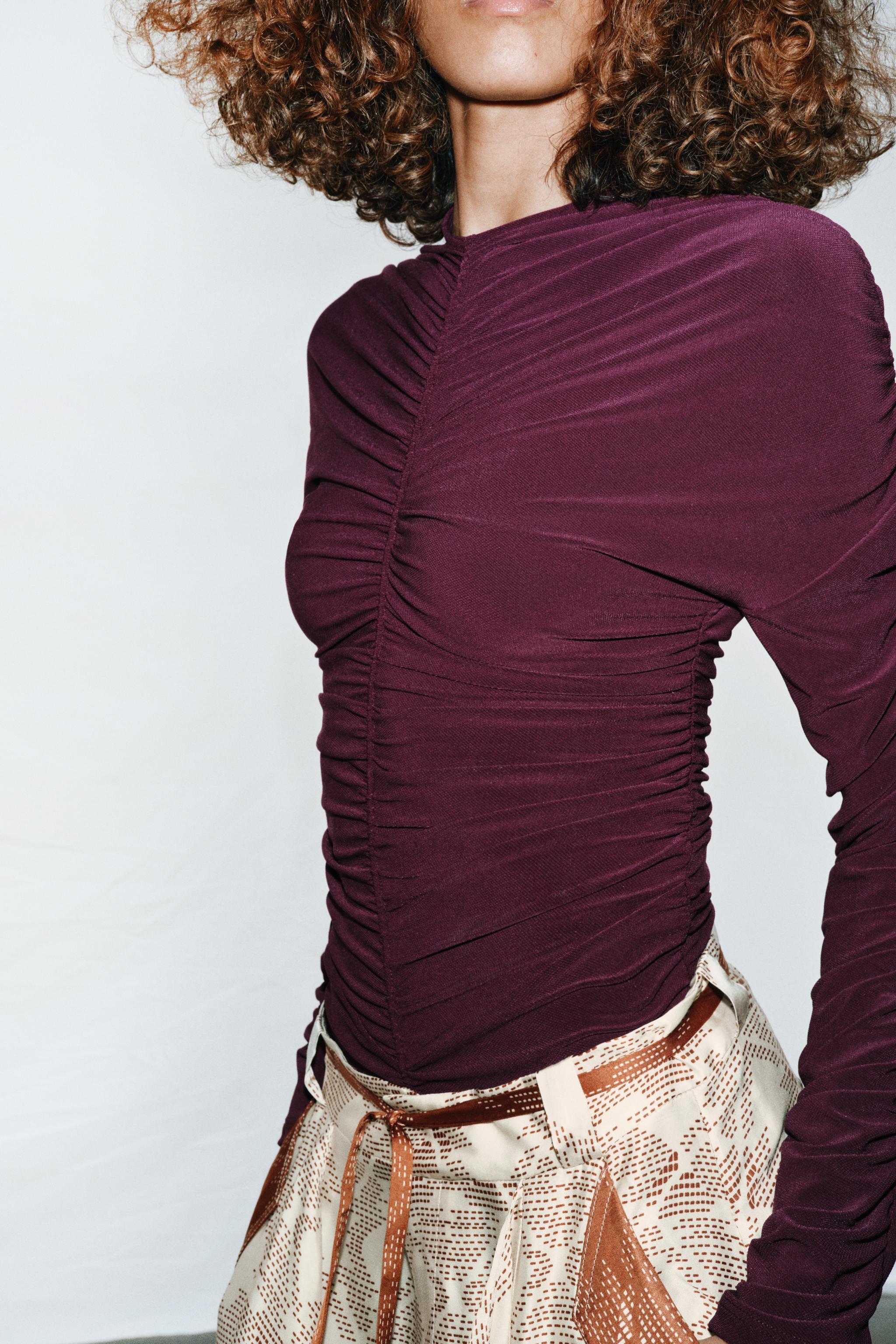 GATHERED BODYSUIT — Aubergine (alternate view)