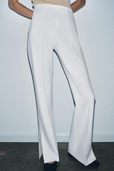 FLARE TROUSERS WITH VENTS ZW COLLECTION - White by Zara