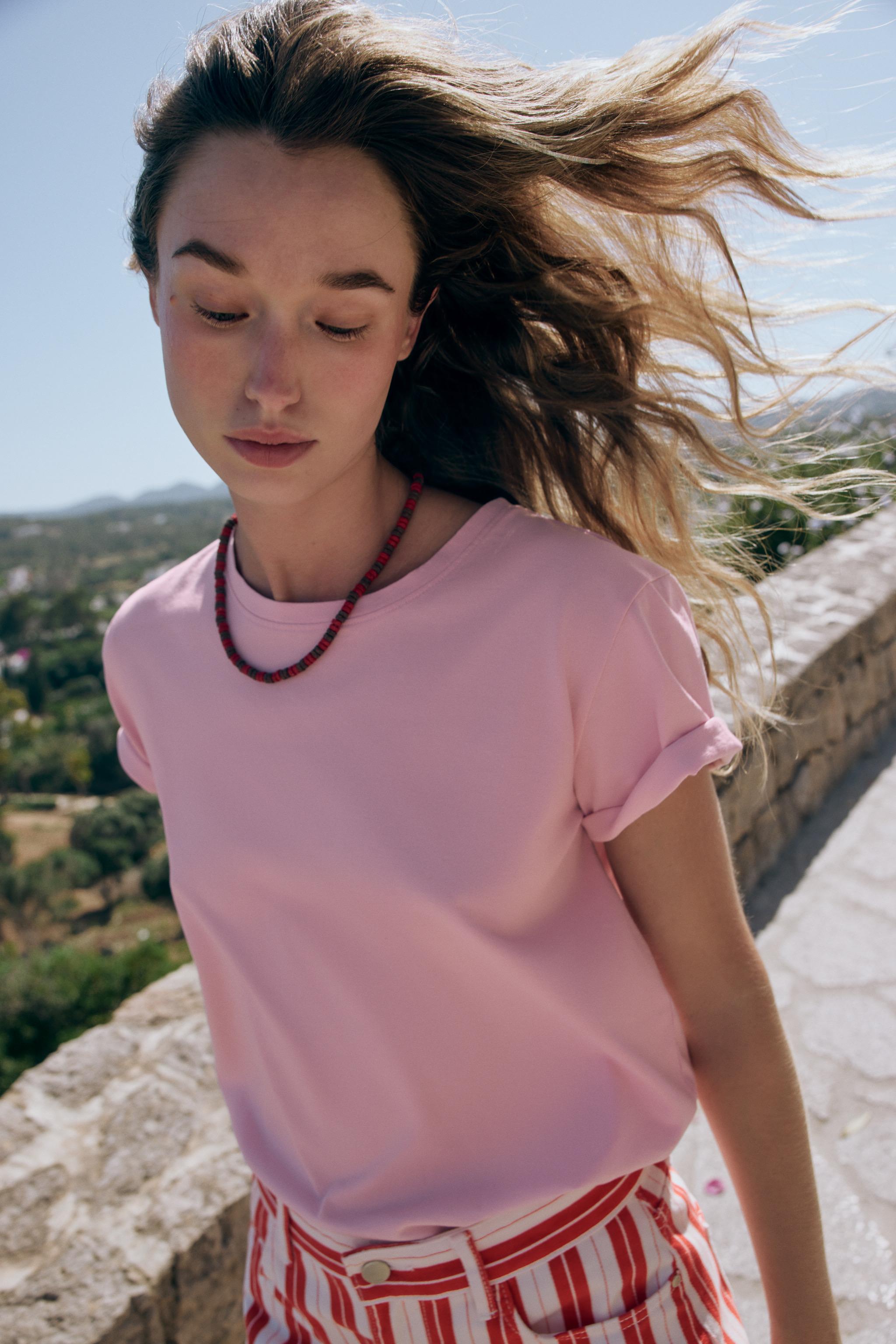 RUSTIC COTTON T-SHIRT — Pink