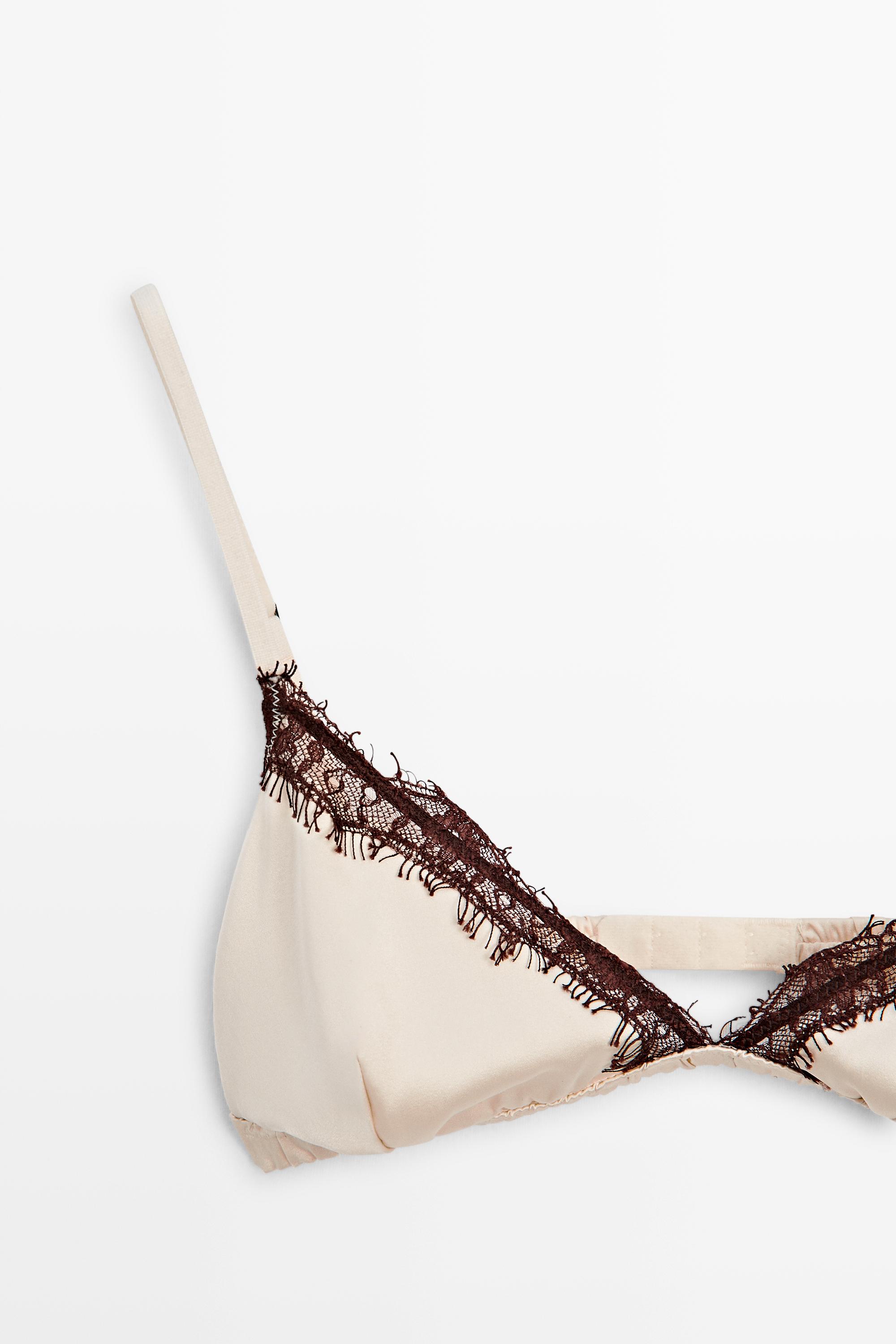 Soutien-gorge triangle en dentelle mélangé de soie