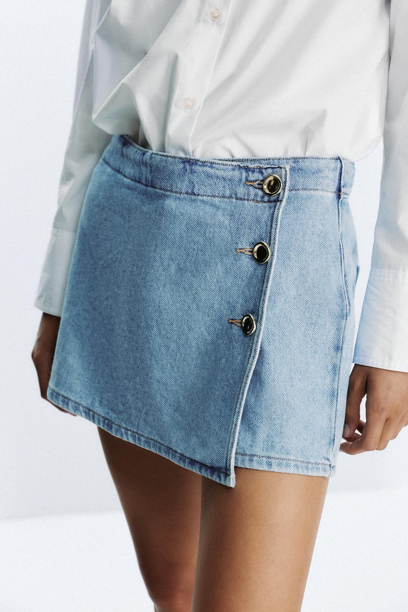 JUPE-CULOTTE Z1975 EN JEAN CROISÉE BOUTONS