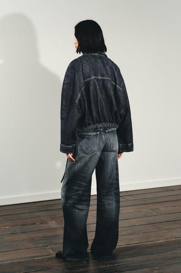 TRF EXTRA WIDE-LEG HIGH-WAIST JEANS - Navy blue by Zara - Image 4