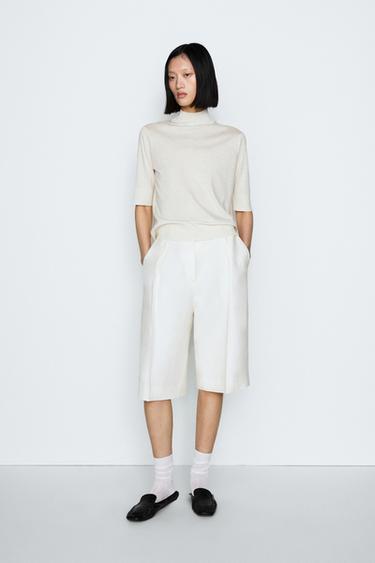 Zara Long flowing Bermuda shorts - STUDIO - White - Image 0