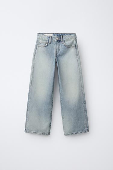 JEANS WIDE LEG TACHAS - Azul de Zara