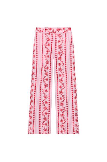 TROUSERS WITH CUTWORK EMBROIDERY - Pink by Zara