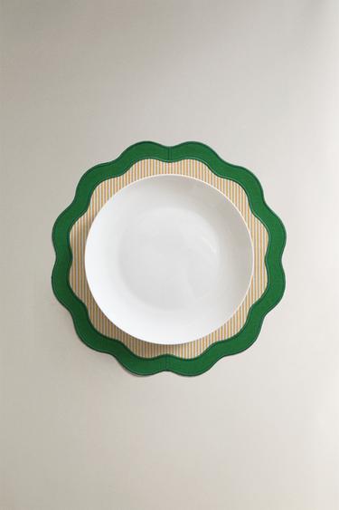 SET DE TABLE RAYURES BORD ONDULÉ - Vert de Zara - Image 3