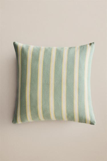 STRIPED THROW PILLOW COVER — Blue / Green 1