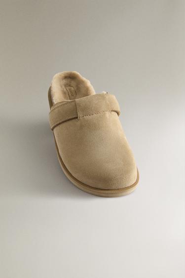MULES CHAUDES CUIR - Beige clair de Zara - Image 4