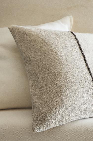 CUSHION COVER WITH LINES - Light beige by Zara - Image 5