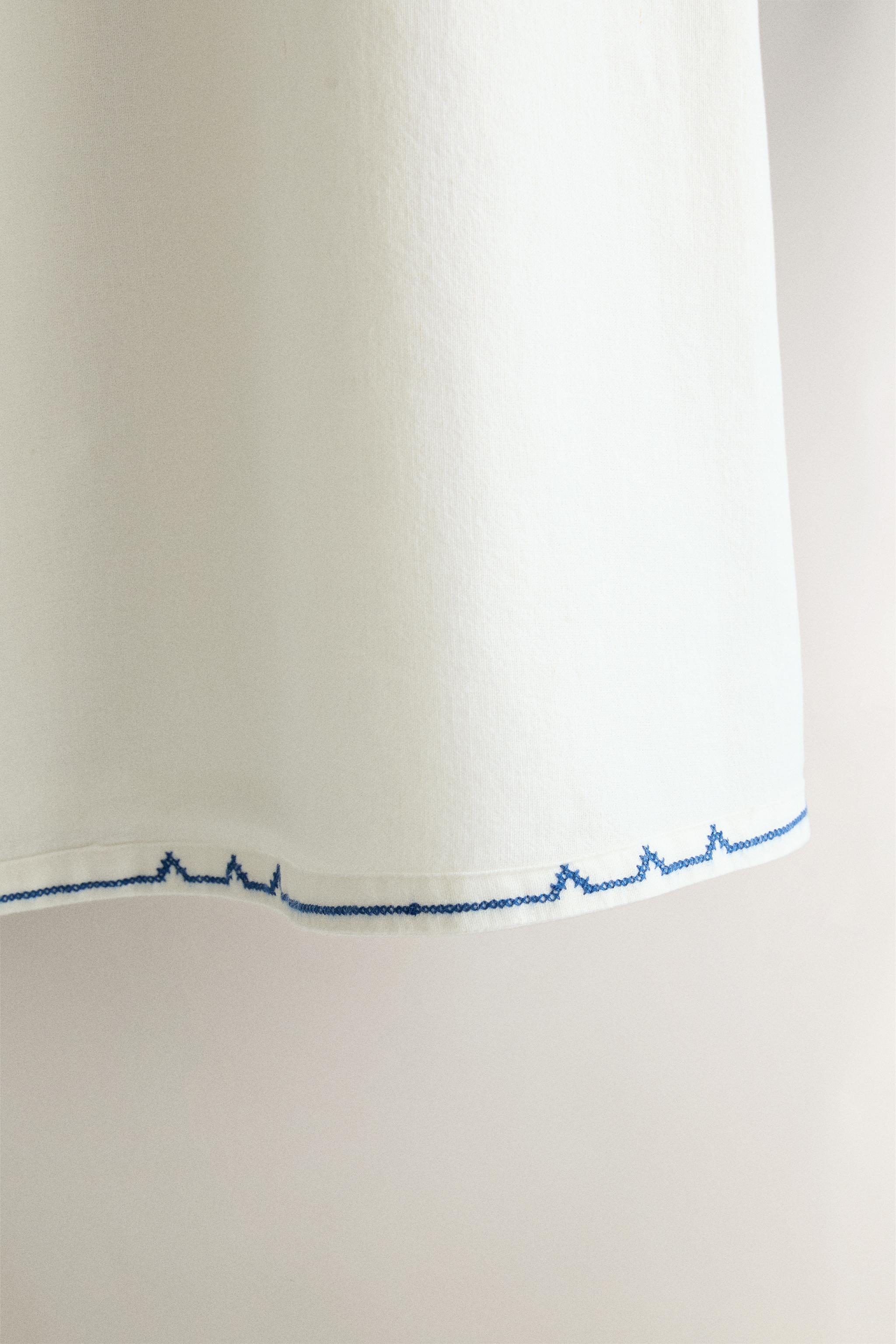 EMBROIDERED COTTON AND LINEN DRESS