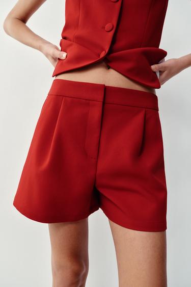 TAILORED BERMUDA SHORTS - Red by Zara