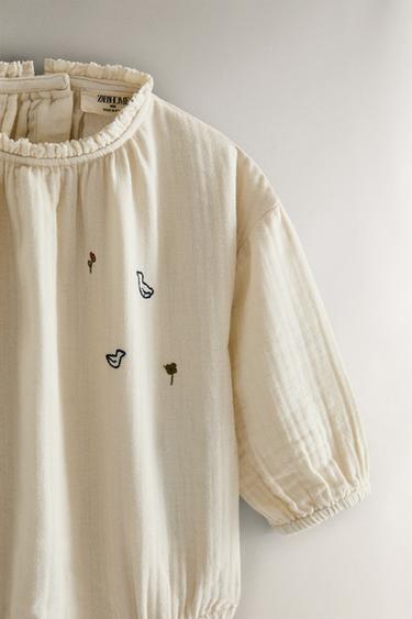 COTTON MUSLIN BABY ROMPER - Cream by Zara - Image 2