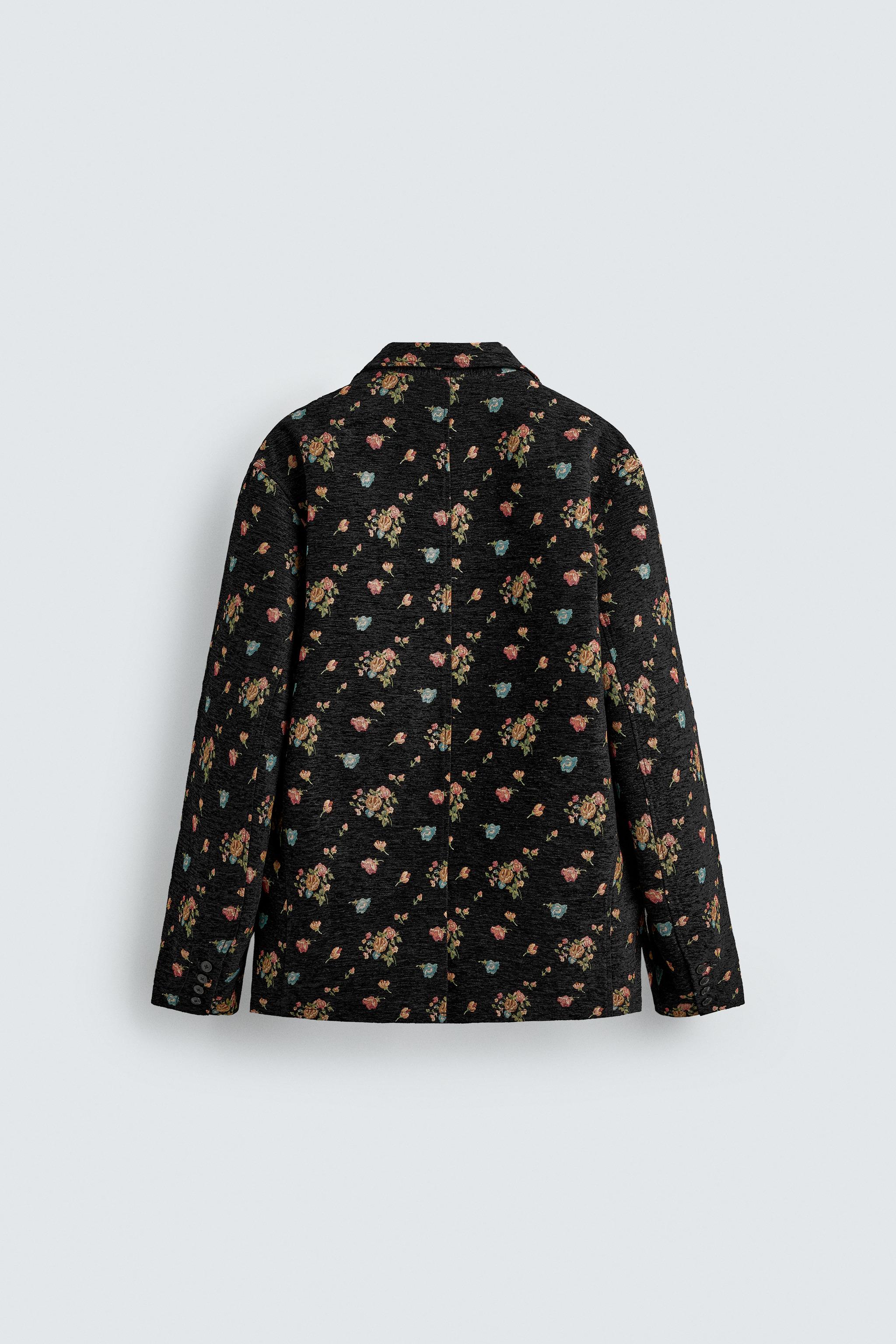 Shop Zara LIMITED EDITION FLORAL JACQUARD BLAZER at Beverly Center