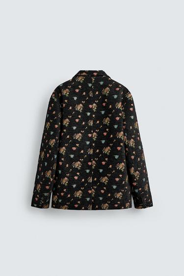 VESTE JACQUARD FLORAL - noir/jaune de Zara - Image 7