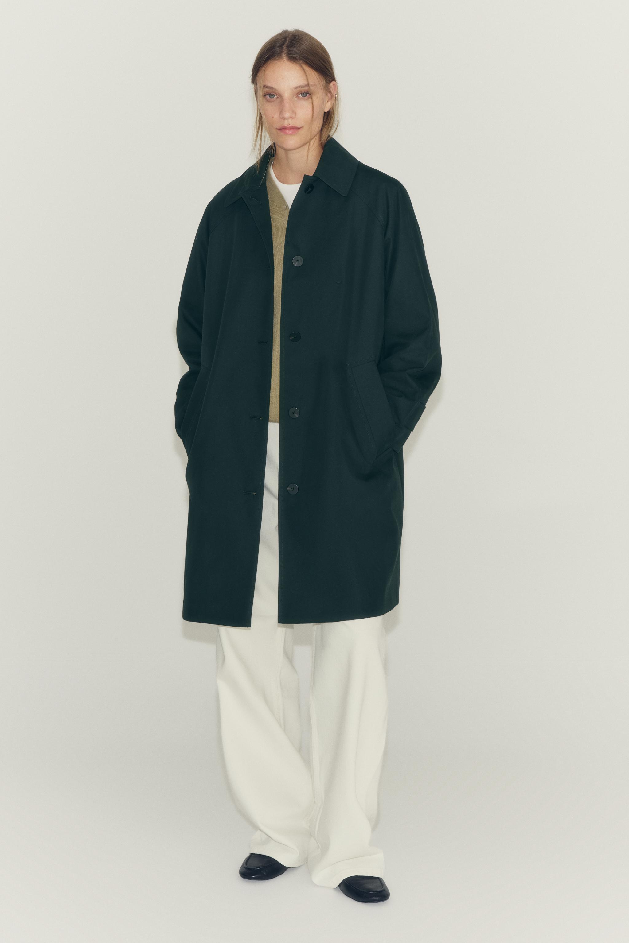 ZW COLLECTION MIDI TRENCH COAT — Gray green