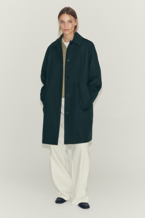 ZW COLLECTION MIDI TRENCH COAT - Grey green by Zara - Image 0