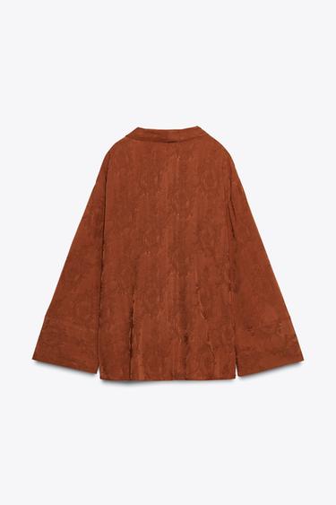 KIMONO JACQUARD ZW COLLECTION - Rouge orangé de Zara - Image 6