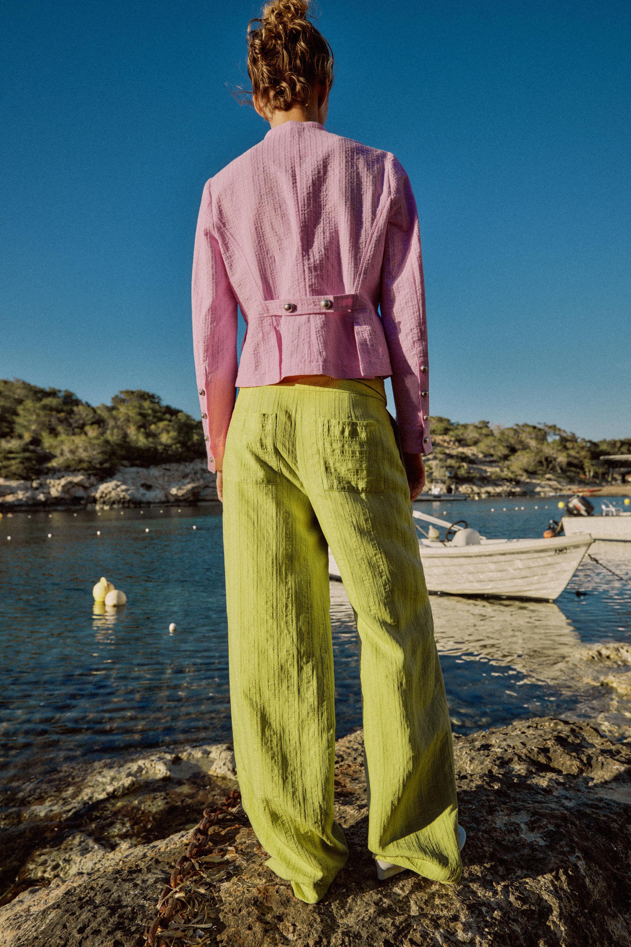 HIGH-WAISTED WIDE LEG PANTS WITH FLAP