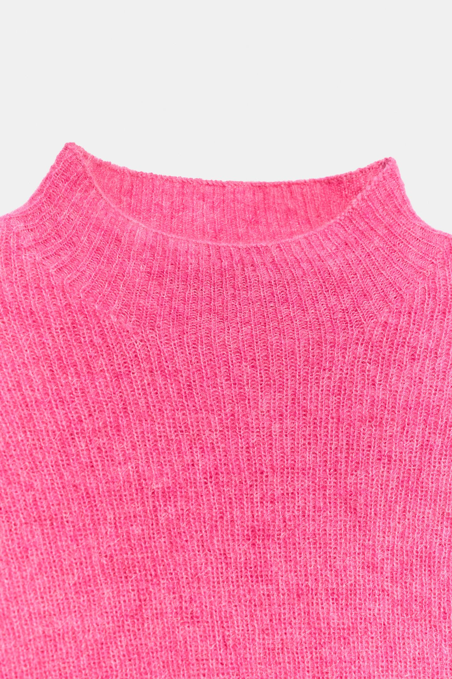 Женский свитер Zara Ribbed Knit, цвет: Фуксия — фото 7
