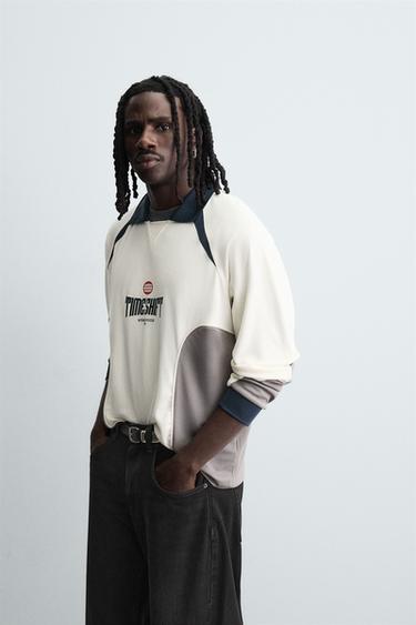 POLO IMPRIMÉ FOOTBALL RÉTRO - Écru de Zara - Image 4